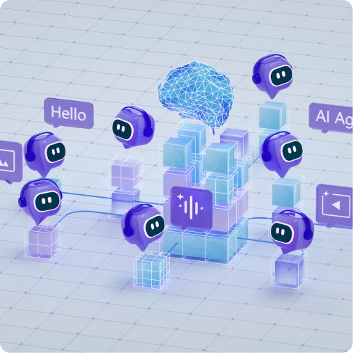Illustration of agents connected to a central model and tool blocks